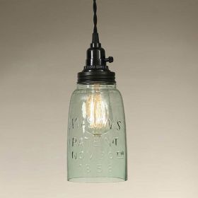 Half Gallon Open Bottom Mason Jar Pendant Lamp - Recycled Glass