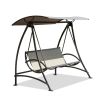 3-Seat Patio Swing Chair, Outdoor Porch Swing with Adjustable Canopy and Durable Steel Frame, Patio Swing Glider for Garden, Deck, Porch, Backyard