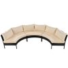 U_STYLE Patio Furniture Set, 3 Piece Curved Outdoor Conversation Set, All Weather Sectional Sofa with Cushions
