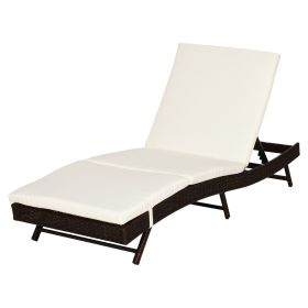 Outsunny Patio Chaise Lounge, Pool Chair with 5 Position Adjustable Backrest & Cushion, Outdoor PE Rattan Wicker Sun Tanning Seat, 78.75" x 28" x 35"