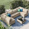 7-Piece Patio Furniture Set, All-Weather Boho Outdoor Conversation Set Sectional Sofa with Water Resistant Grey Thick Cushions