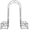 Metal Garden Arch with two plant stands 79.5'' Wide x 86.6'' High Climbing Plants Support Rose Arch Outdoor Black