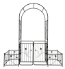 Metal Garden Arch with Gate 79.5'' Wide x 86.6'' High Climbing Plants Support Rose Arch Outdoor Black