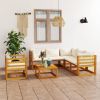 7 Piece Patio Lounge Set with Cushion Cream Solid Acacia Wood