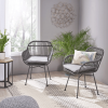 Orlando Faux Rattan Chairs (Set of 2) , Dark Gray Finish