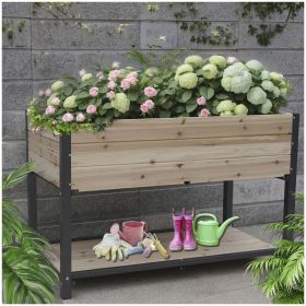 New style: 45" Iron-wood combined growing beds with feet and storage racks. Suitable for various places such as gardens, backyards, terraces
