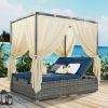 U_Style Adjustable Sun Bed With Curtain,High Comfort,With 3 Colors
