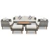 GO 6-Pieces All Weather PE Wicker Sofa Set, Outdoor Rattan sofa With Double Cushions, Wood Legs Wood Table Top, Beige and Gray