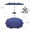 MEOOEM Patio Umbrella with Base 15ft Outdoor Market Double-Sided Extra Large Umbrella with Crank, Blue