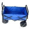Folding Wagon Garden Shopping Beach Cart (Blue)