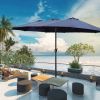 MEOOEM Patio Umbrella with Base 15ft Outdoor Market Double-Sided Extra Large Umbrella with Crank, Blue