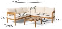 BROOKLYN SOFA SET-TEAK+BEIGE