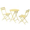 3 Piece Patio Bistro Set of Foldable Round Table and Chairs, Yellow