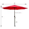 Outdoor Patio Umbrella 10FT(3m) WITHOUT FLAP ,8pcs ribs,with tilt ,with crank,without base, Red,pole size 38mm(1.49inch)