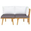 2 Piece Patio Lounge Set with Cushions Solid Acacia Wood