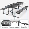 96" Expanded Metal Rectangular Picnic Table, Black