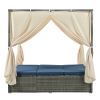 U_Style Adjustable Sun Bed With Curtain,High Comfort,With 3 Colors