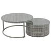 GO 9-Pieces Outdoor Half-moon Patio Sofa Set, Round Sofa Set, Modern Style Sofa, Gray Wicker, Blue Cushion