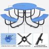 Round Outdoor Steel Picnic Table 46" blue ,with umbrella pole,Blue