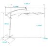 10FT Patio Offset Umbrella Solar Powered LED 360Degree Rotation Aluminum Turquoise