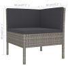3 Piece Patio Lounge Set with Cushions Poly Rattan Gray