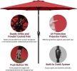Simple Deluxe 9ft Outdoor Market Table Patio Umbrella with Button Tilt, Crank and 8 Sturdy Ribs for Garden, Red