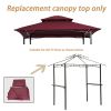 8x5Ft Grill Gazebo Replacement Canopy,Double Tiered BBQ Tent Roof Top Cover,BURGUNDY