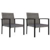 3 Piece Patio Dining Set Poly Rattan Gray