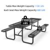 96" Expanded Metal Rectangular Picnic Table, Black