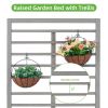 Raised Garden Bed with Trellis, Outdoor Wooden Planter Box for Climbing Plants, Vegetables Herb Growing