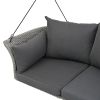 GO 51.9" 2-Person Hanging Seat, Rattan Woven Swing Chair, Porch Swing With Ropes, Gray Wicker And Cushion