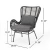 Outdoor Wicker Club Chairs with Cushions (Set of 2), Gray and Dark Gray