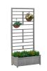 Raised Garden Bed with Trellis, Outdoor Wooden Planter Box for Climbing Plants, Vegetables Herb Growing