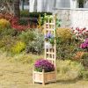 Outsunny Wooden Raised Garden Bed with Trellis, Outdoor Planter Box with Drainage Crevices for Climbing Vine Plants Flowers, 12" x 12" x 49"