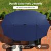 15 Feet Twin Patio Umbrella with 48 Solar LED Lights