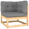 3 Piece Patio Lounge Set with Cushions Solid Wood Pine