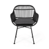 Orlando Faux Rattan Chairs (Set of 2) , Dark Gray Finish