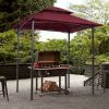 8x5Ft Grill Gazebo Replacement Canopy,Double Tiered BBQ Tent Roof Top Cover,BURGUNDY