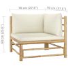2 Piece Patio Lounge Set with Cream White Cushions Bamboo