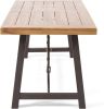 Outdoor Acacia Wood Metal Base Dining Table, Teak
