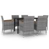 7 Piece Patio Dining Set with Cushions Poly Rattan and Glass
