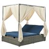 U_Style Adjustable Sun Bed With Curtain,High Comfort,With 3 Colors