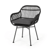 Orlando Faux Rattan Chairs (Set of 2) , Dark Gray Finish