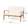 Temecula Outdoor Acacia Wood 4-Seater Chat Set_Loveseat&Coffee Table&2 Club Chairs - Brown Patina Finish + Cream Cushion