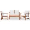 4 Piece Garden Lounge Set with Cushions Solid Acacia Wood