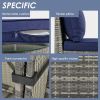 GO 9-Pieces Outdoor Half-moon Patio Sofa Set, Round Sofa Set, Modern Style Sofa, Gray Wicker, Blue Cushion