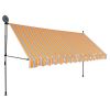 Manual Retractable Awning with LED 157.5" Yellow and Blue