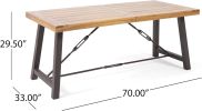 Outdoor Acacia Wood Metal Base Dining Table, Teak