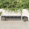 8 Piece Patio Lounge Set with Cushions Gray Poly Rattan
