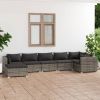 7 Piece Patio Lounge Set with Cushions Poly Rattan Gray